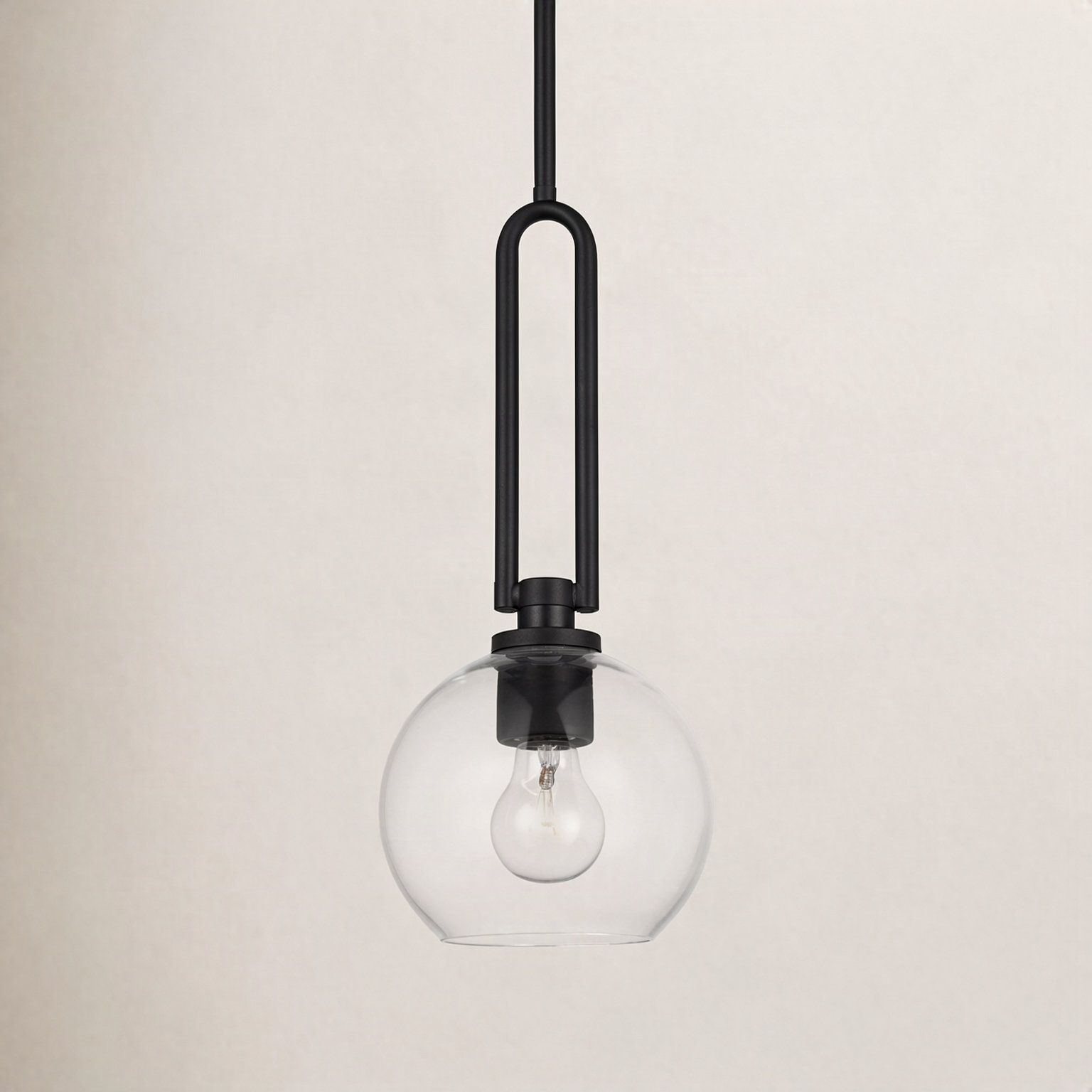 Hermina Single Light Glass Dimmable Pendant, Midnight Black