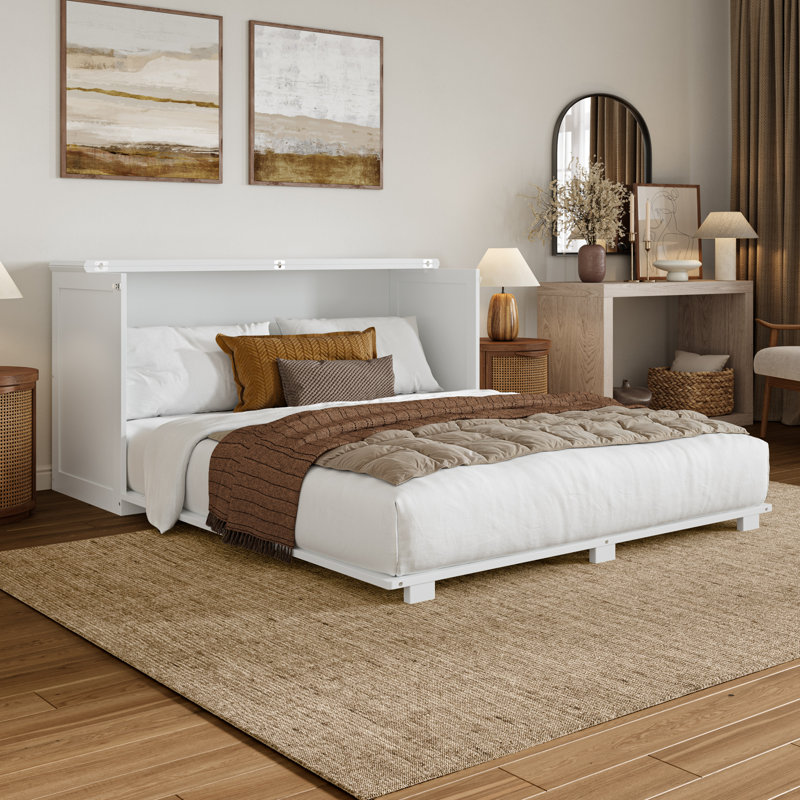 Coffre-lit escamotable en bois avec matelas de 6 po Westfield, Queen, Blanc