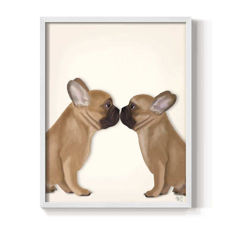 «French Kiss» gros plan, reproduction encadrée - bois massif, Cadre simple blanc, H 28 po x l 22 po