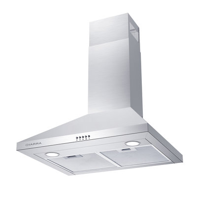 Hotte murale en acier inoxydable de 30 pouces de couleur argent avec changement à 3 vitesses, filtre et éclairage DEL