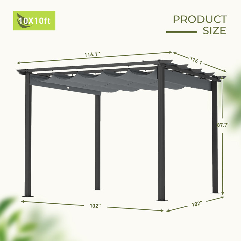 Pergola, Gray, 87.4" H x 116.1" W x 116.1" D, Gray