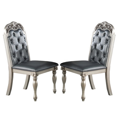 Chaises de salle à manger rembourrées argentées 2 pièces Pu
