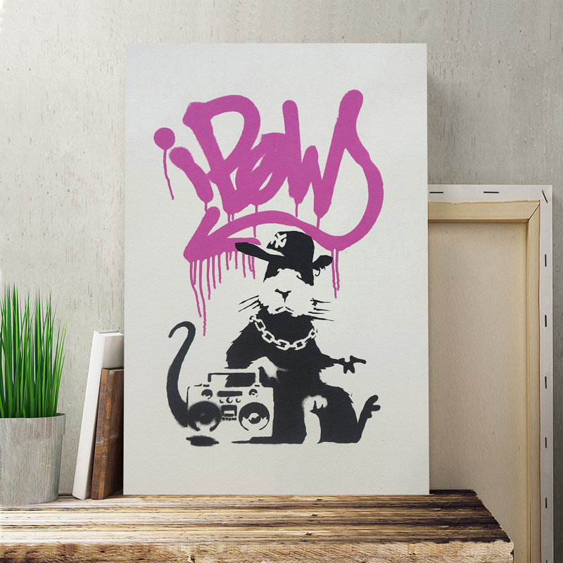 Gangsta Rat Wall Graffiti - Wrapped Canvas, 60cm H x 40cm W