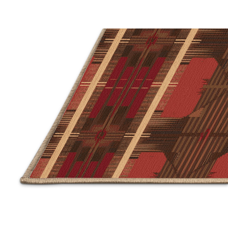 Washable Rustic Plaid Southwestern Area Rug, Rectangle 7' x 9'