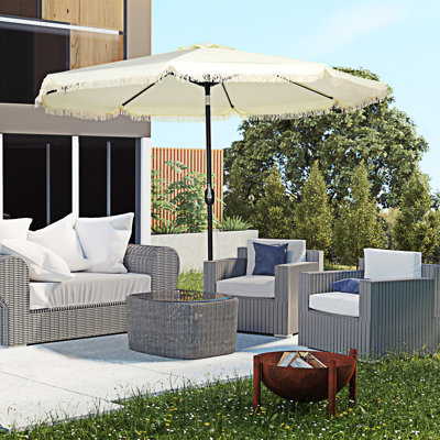 Parasol de table d'extérieur avec bouton poussoir inclinable et manivelle