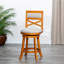 Tabouret de 24 po de hauteur comptoir avec finition naturelle et empiècement en tissu beige - Élégant siège moelleux et confortable-1603009703-1596728085