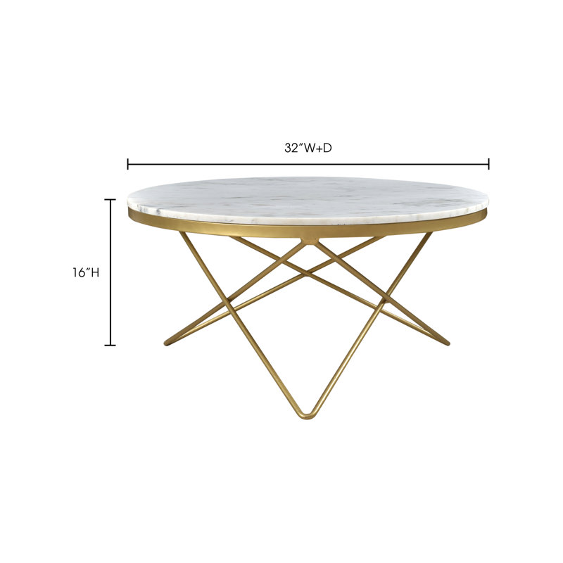 Fulton Marble Top Coffee Table, Gold