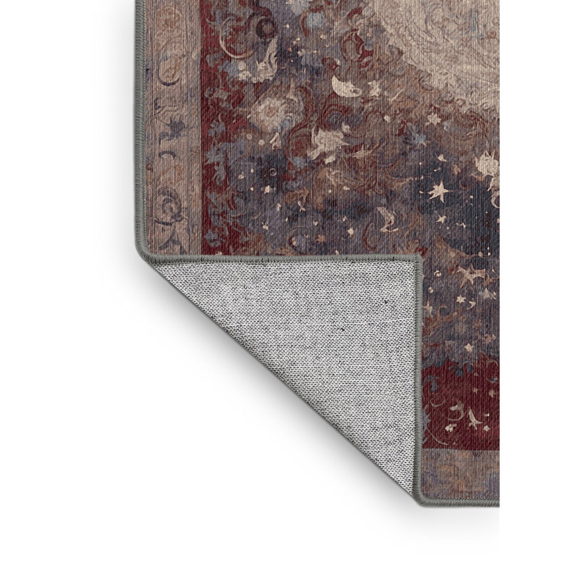 Machine Washable Gray Area Rug, Rectangle 7' x 9'