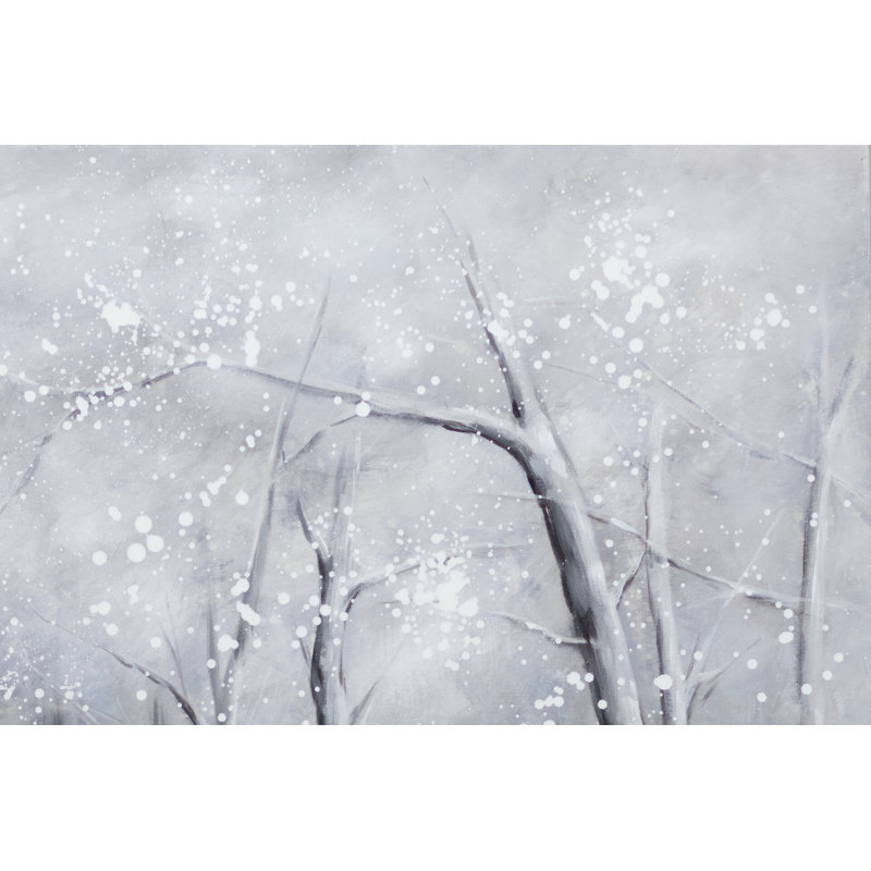 Hand -painted winter forest acrylic painting