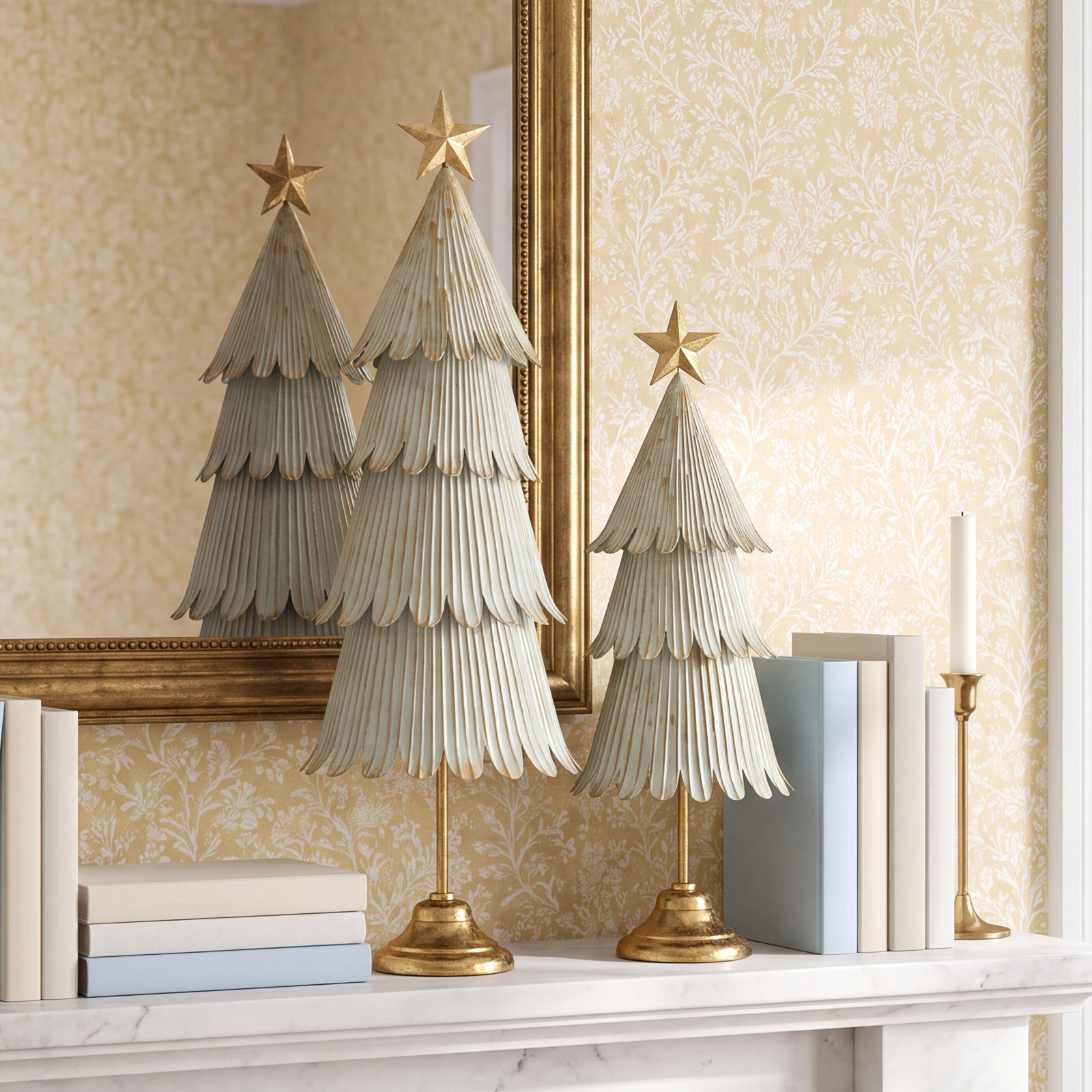 2-Piece Rustic Gold Tabletop Tree Set