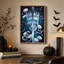 Toile crâne foncé foncé avec lumière bleue d'Halloween-1350723526