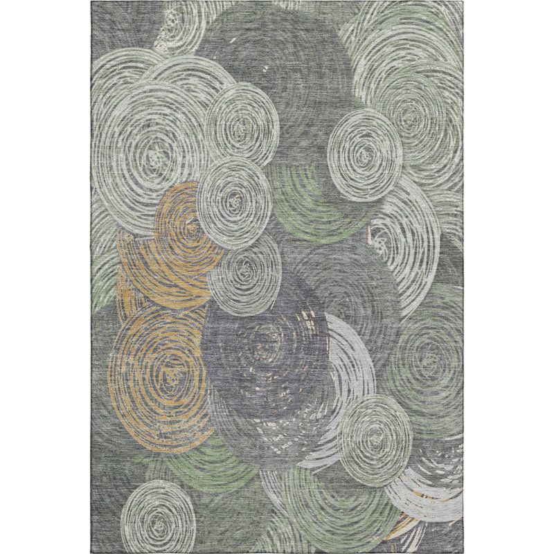 Premium Machine Washable Mayfield AMF2267 Geometric Rug, 8' x 10', Green
