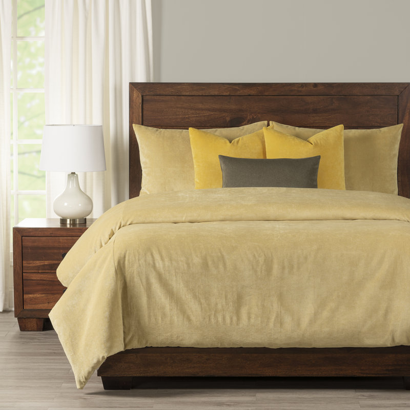 Padma Velvet Duvet Cover and Insert Set, King Duvet Cover/Insert, Old Gold