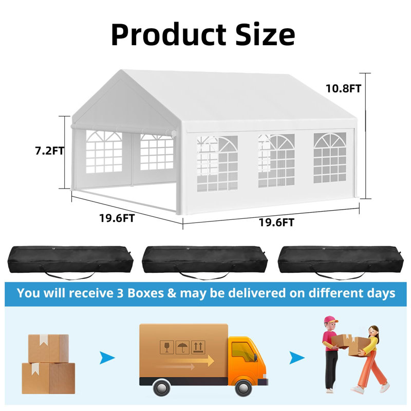 235.2'' W x 435.6'' D Party Tent, 19.6 ft x 19.6 ft