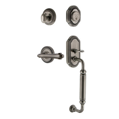 Nostalgic Warehouse Rope Rosette C Grip Handleset with Single Cylinder Deadbolt and Fleur Lever