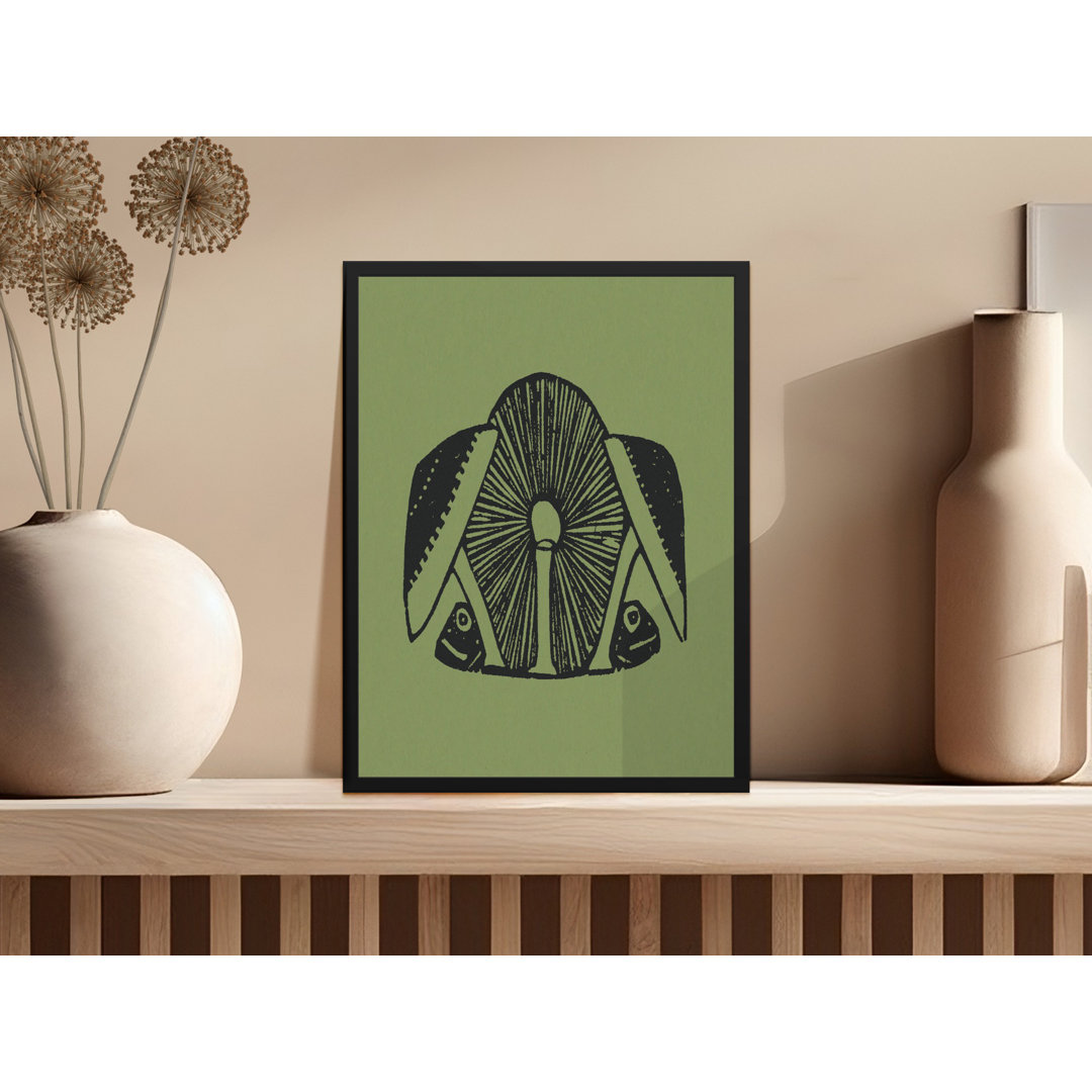 Graphic Illustration on Green Background Art Framed Poster