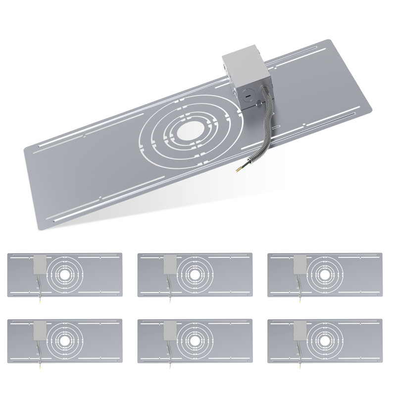 Paquet de 6 plaques de fixation pour construction neuve avec trou rond symétrique - support de luminaire plat en acier rugueux 2-3-4-6-8 ", boîtier d'éclairage encastré à DEL