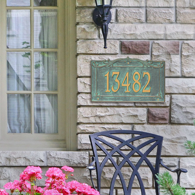 Signature Series 1-Line Wall Address Plaque, Verdigris, Bronze, Yes