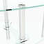 Table basse ovale avec plateau en verre et tablette