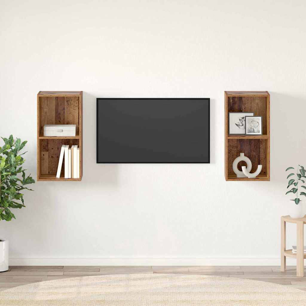 Wall TV Cabinet 2 Pcs 37 X 37 X 72 Cm Engineered Wood