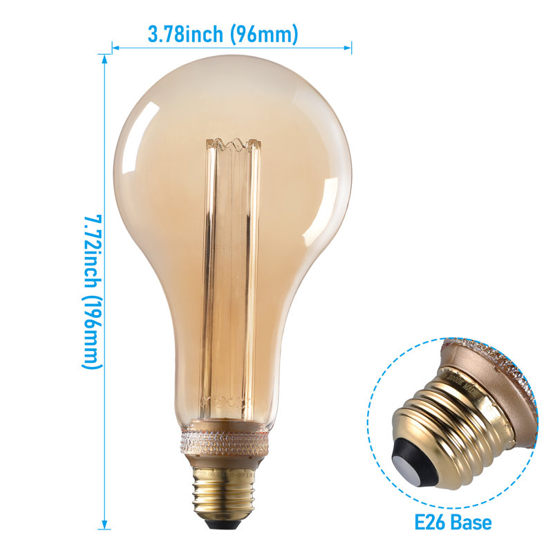 Irregular Led Decorative Bulb, Ps30 Vintage Edison Bulb Dimmable, E26 Base, Amber Glass,soft Warm