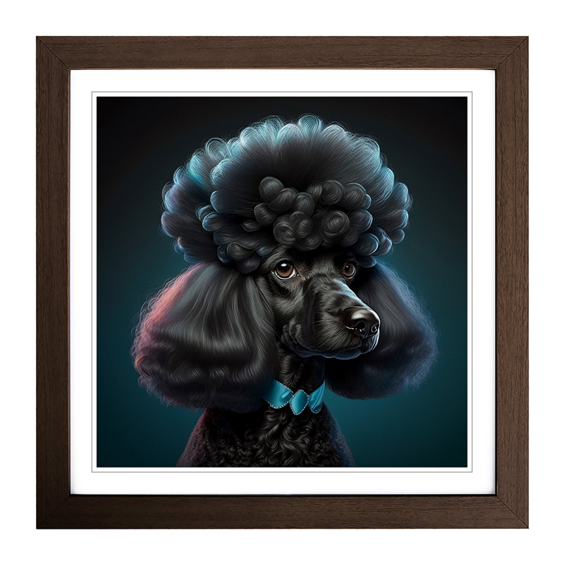 Poodle Dog Deco No.1 - Framed Print, Walnut