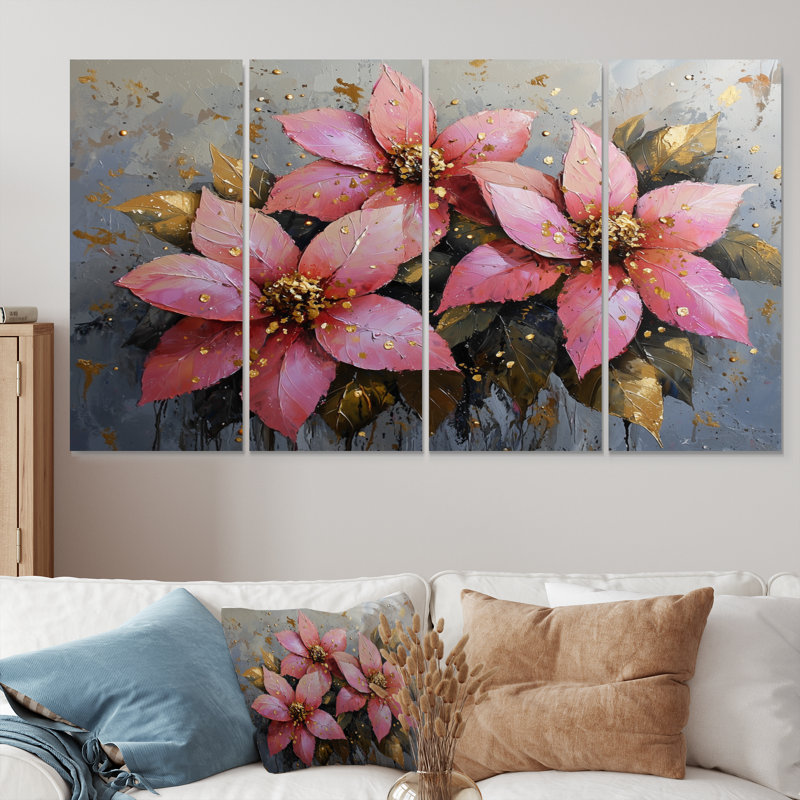 Bluford - - Décoration murale poinsettias - - Tradition, art mural traditionnel, H 28 po x l 48 po, 4