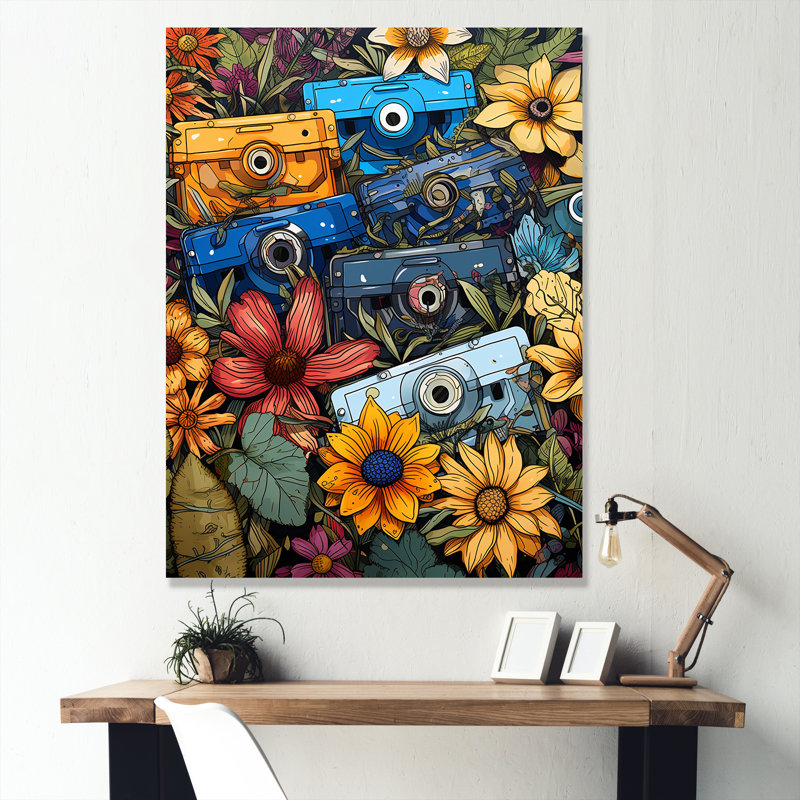 Pop Art Cassette Tapes Melody III - Cassette Tapes Wall Art, Toile tendue, 44" H x 34" W