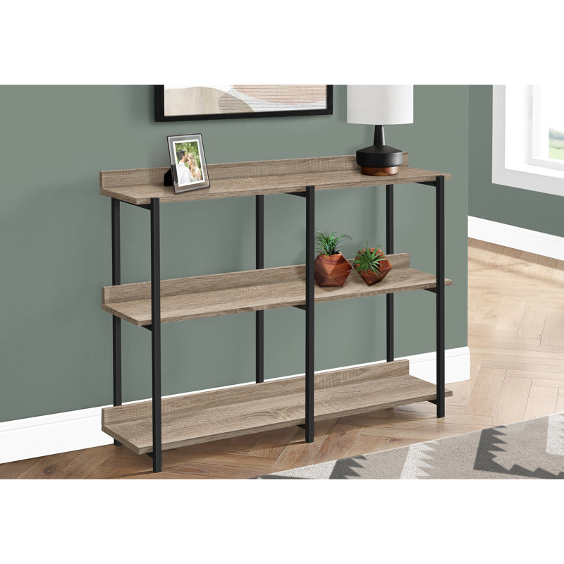 Table moderne avec 3 tablettes de rangement en taupe