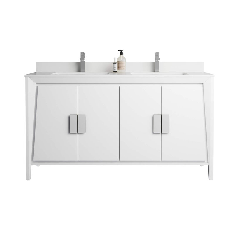 Ensemble de meuble-lavabo double 59 po Heyer, Blanc