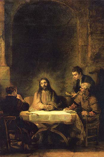 « christ in emmaus » par rembrandt van rijn, reproduction d’art
