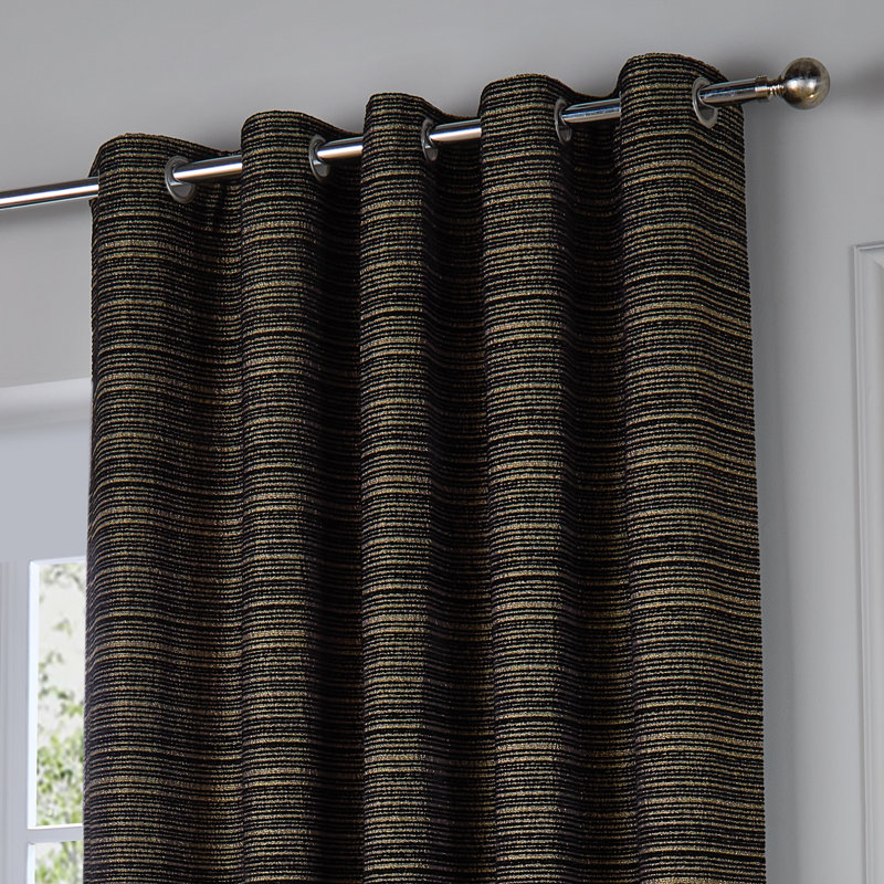 Jupiter Room Darkening Curtain Panel Pair, 168cm Width x 137cm Drop, Black
