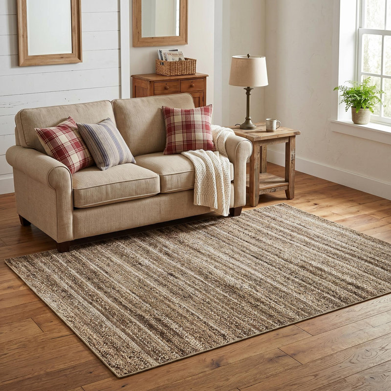 Modern Neutral Washable Rug for Bedroom Entryway Living Room, Brown, Rectangle 10' x 13'