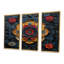 Fleur de lotus rouge, pétales dorés - ensemble d'art mural mandala boho-1704376814-1704376821