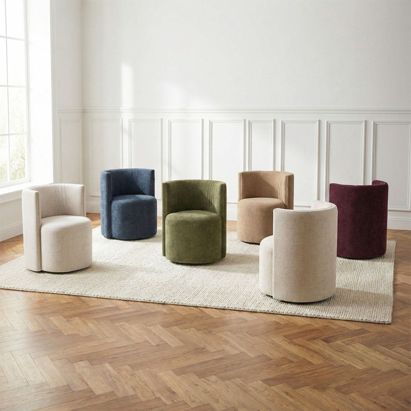 Chaise de baril texturée avec roulettes dissimulées, Beige