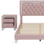 Ensemble de chambre à coucher 3 pièces, lit plateforme tapissier avec lumières DEL et deux tables de chevet-130956730