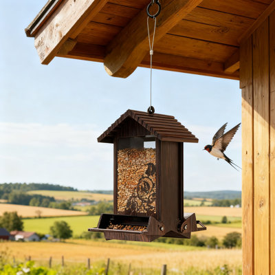 Squirrel Proof Bird Feeder With Weight-Activated Perches, 5LB Large Capacity Outdoor Hanging Feeder, Easy To Fill And Clean For Wild Birds