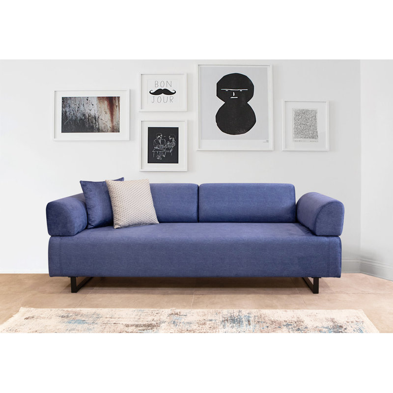 Canapé-lit rembourré 86,6 po Haylo, 100 % polyester bleu