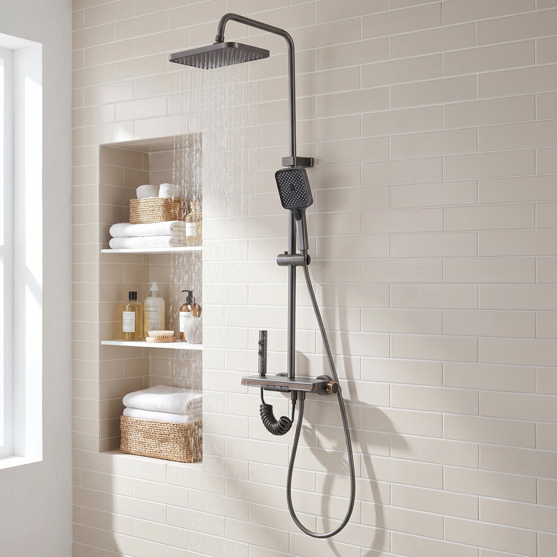 Wall-Mount Bathroom Piano-Key Panel Shower System Set