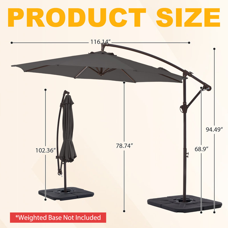 Parasol de patio 10 pi, Gris