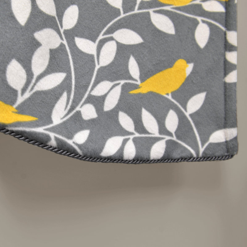 Canary Printed Grey and Yellow Microplush Rod Pocket Valance
