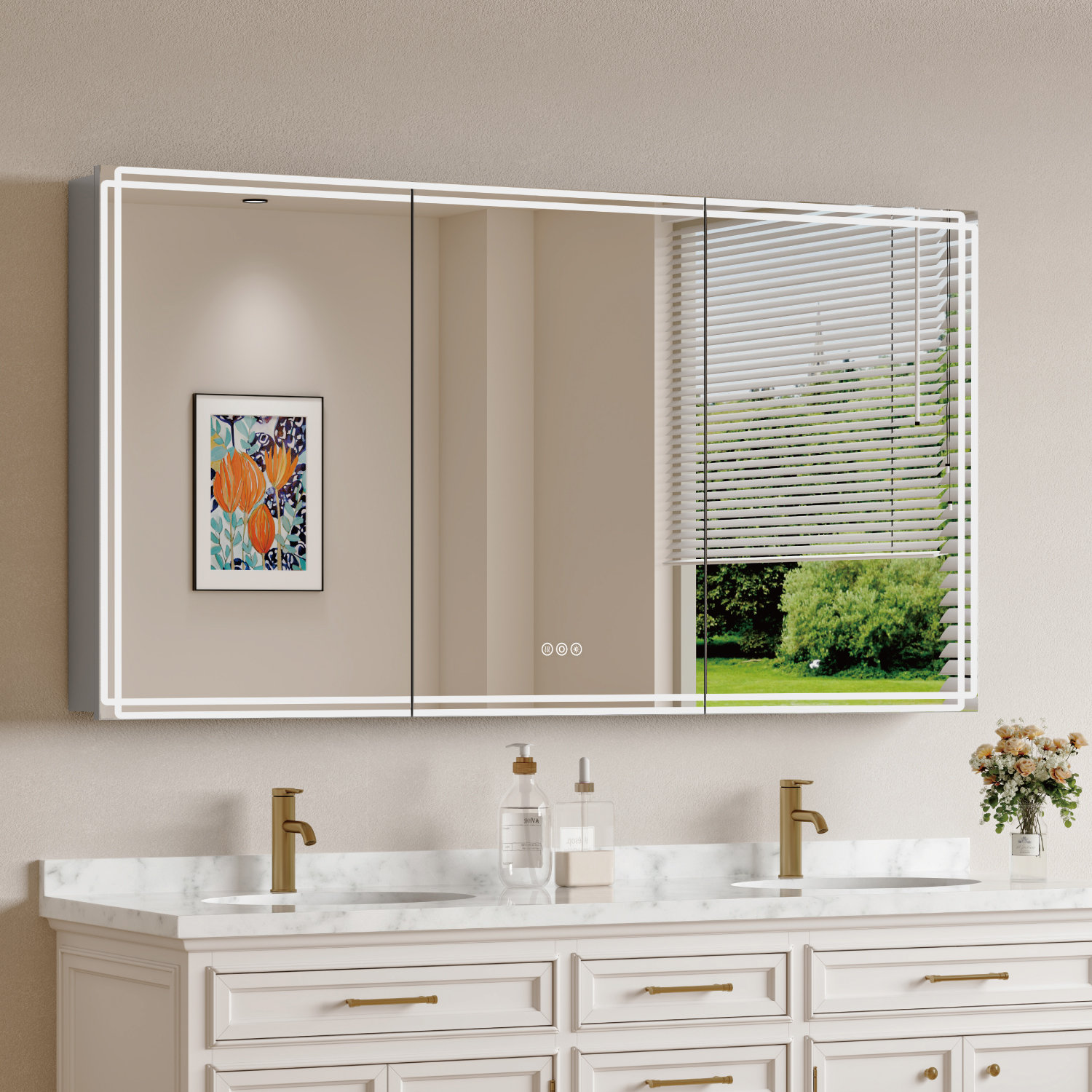 Brayden Studio Modern LED Lighted Bathroom Mirror Cabinet with ...