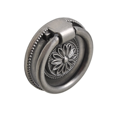 Utopia Alley Medici Cabinet Ring Pull Knob - Decorative Cabinet Drop Pull Knobs For Cabinets And Drawers - Vintage Cabinet Hardware With Hand Finished Pewter  - Metal Drawer Pull Knobs 1 5/8" (Set Of 25)