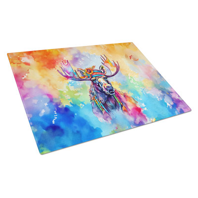 Hippie Animal Moose Glass Cutting Board