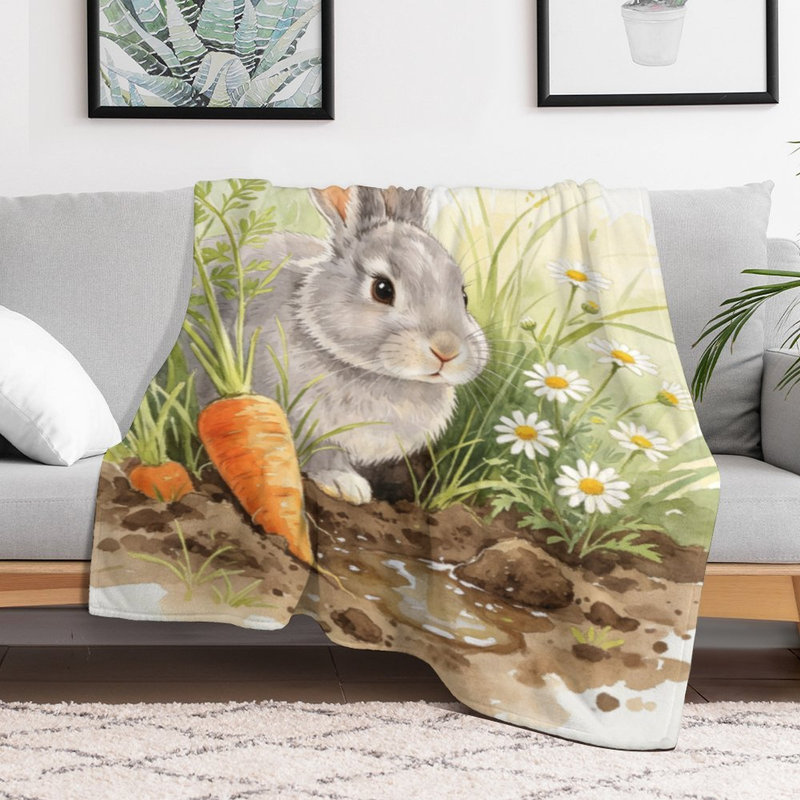 Jeté en lapin avec flanelle de luxe, couverture douce et chaude pour le canapé du salon, 40 po x 50 po