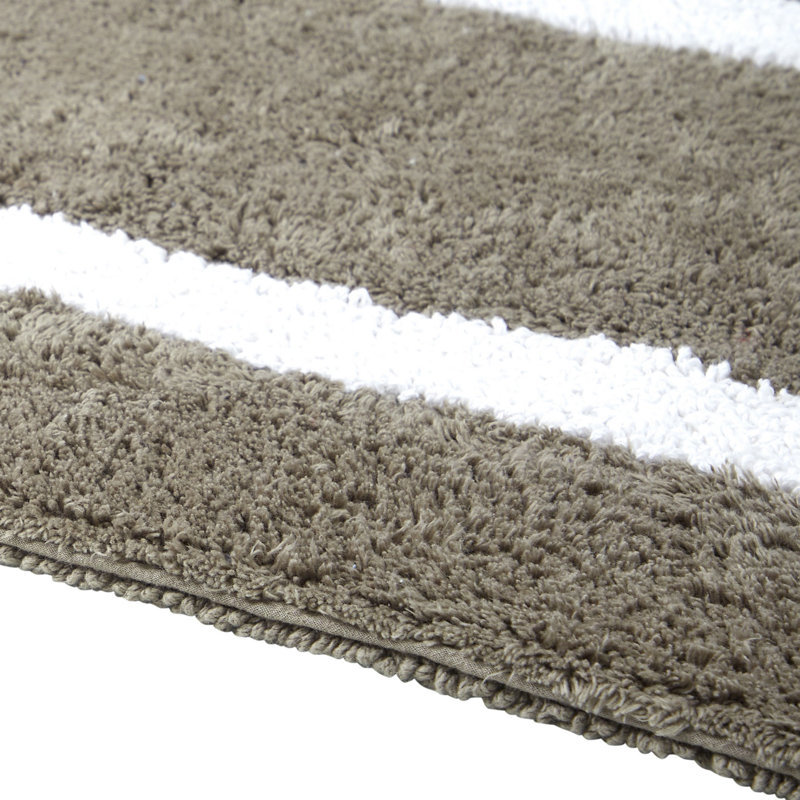 Tapis de bain réversible 100% coton Widman, doux et super absorbant, lavable à la machine, Gris / Blanc