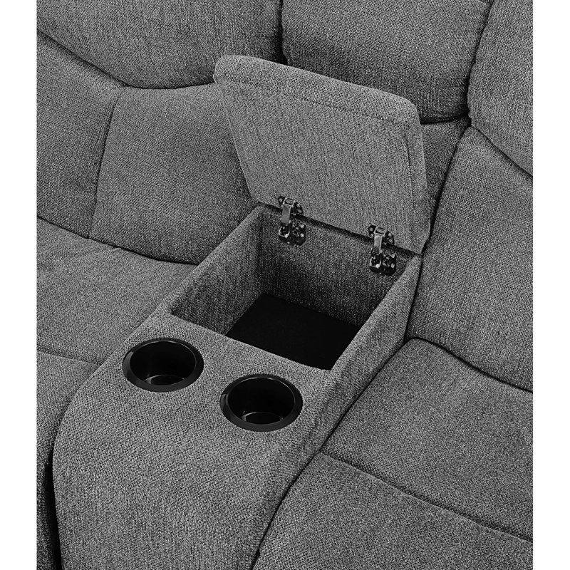Relaxing 3 Chenille With Reclining And A Convenient Drop Down Table Grey Recliner Design