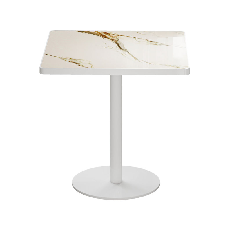 Table carrée bistro moderne tulipe 31,5 pouces avec plateau en faux marbre, facile à assembler, structure en métal robuste