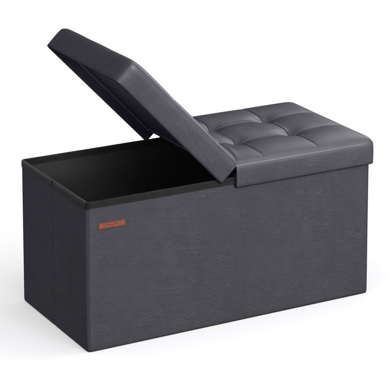 Repose-pieds pliant avec rangement, Gris foncé, H 15 po x l 30 po x P 15 po