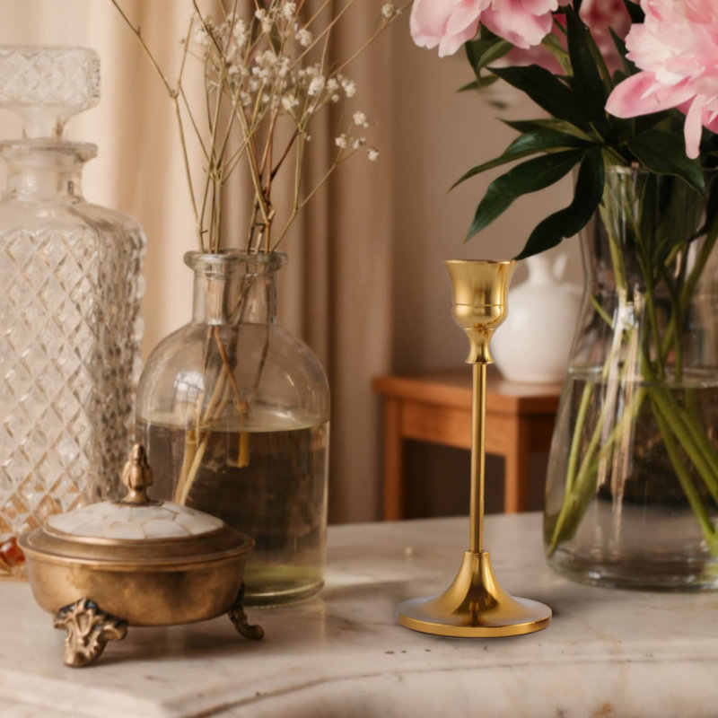 Vintage Brass Candlestick Holders Set - Sturdy Taper Candle Holders For Fireplace, Dining Table, And Home Decor - Elegant Gold Candelabra For Weddings And Special Occasions
